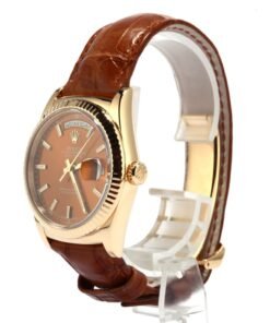 Alternative view of HandMade The Rolex Day Date 118138 Cognac Dial Leather Strap