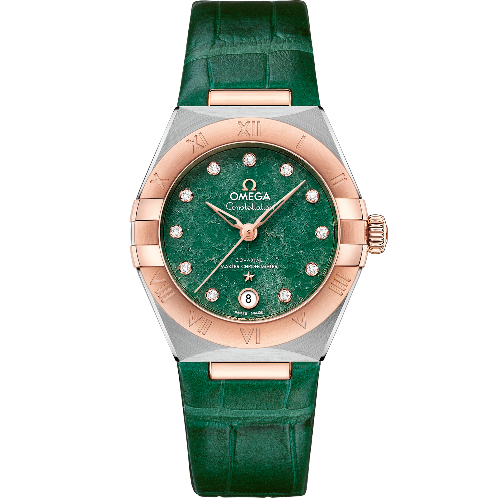 Omega CONSTELLATION 29 mm, steel ‑ Sedna™ gold on leather strap 131.23.29.20.99.001