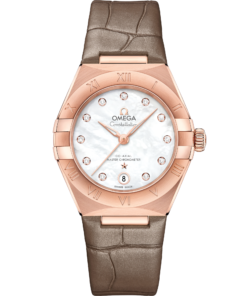 Omega CONSTELLATION 29 mm, Sedna™ gold on leather strap 131.53.29.20.55.002