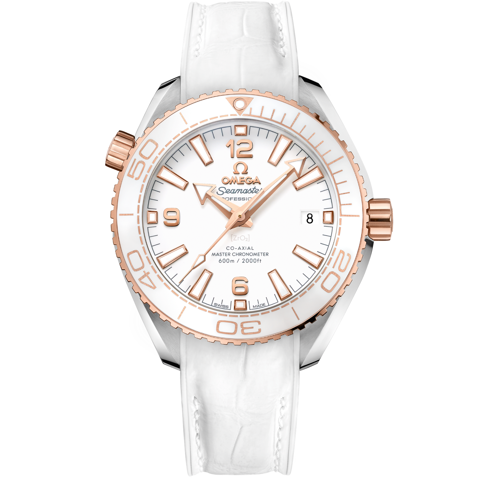 Omega SEAMASTER PLANET OCEAN 600M 39.5 mm, steel ‑ Sedna™ gold on leather strap with rubber lining 215.23.40.20.04.001