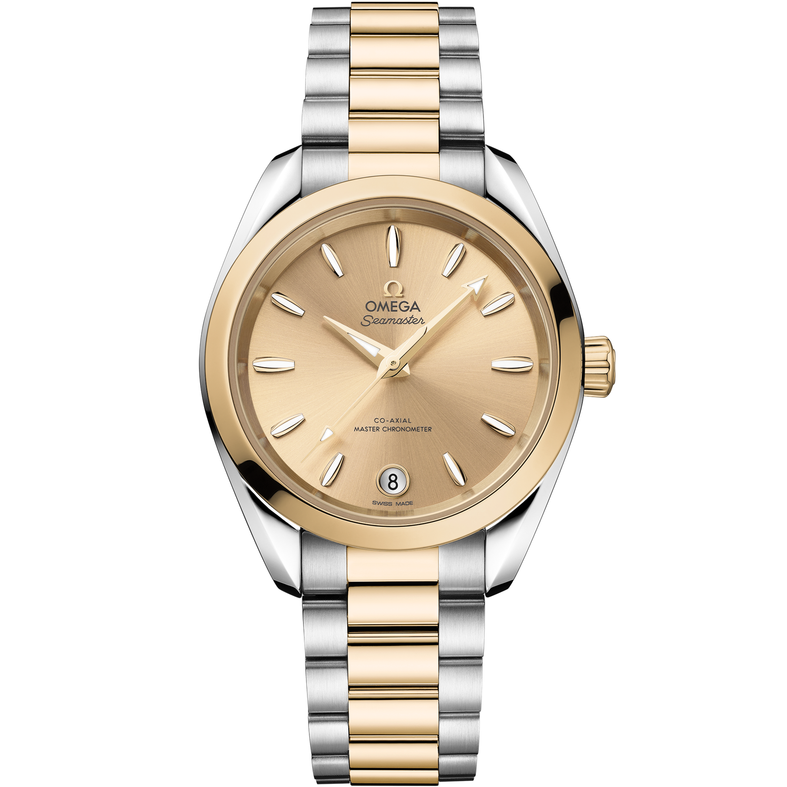 Omega SEAMASTER AQUA TERRA SHADES 34 mm, steel ‑ Moonshine™ gold on steel ‑ Moonshine™ gold 220.20.34.20.08.001