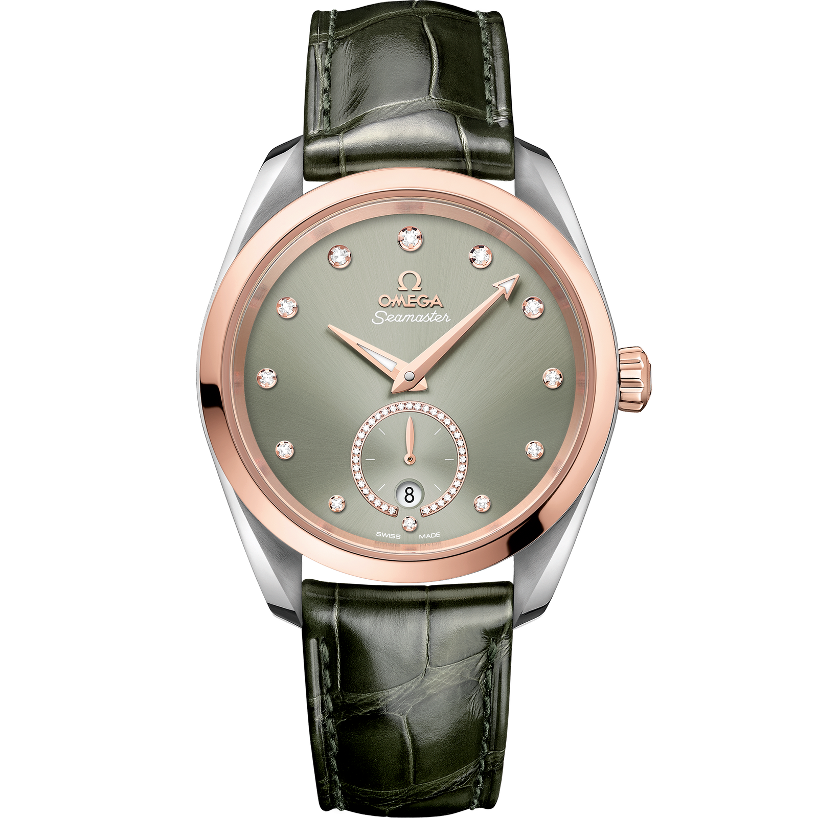 Omega SEAMASTER AQUA TERRA 150M 38 mm, steel ‑ Sedna™ gold on leather strap 220.23.38.20.60.001