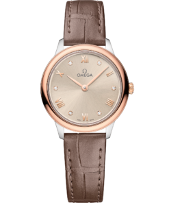 Omega DE VILLE PRESTIGE 27.5 mm, steel ‑ Sedna™ gold on leather strap 434.23.28.60.59.001