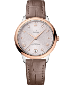 Omega DE VILLE PRESTIGE 34 mm, steel ‑ Sedna™ gold on leather strap 434.23.34.20.52.003