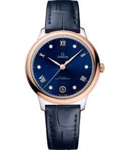 Omega DE VILLE PRESTIGE 34 mm, steel ‑ Sedna™ gold on leather strap 434.23.34.20.53.001