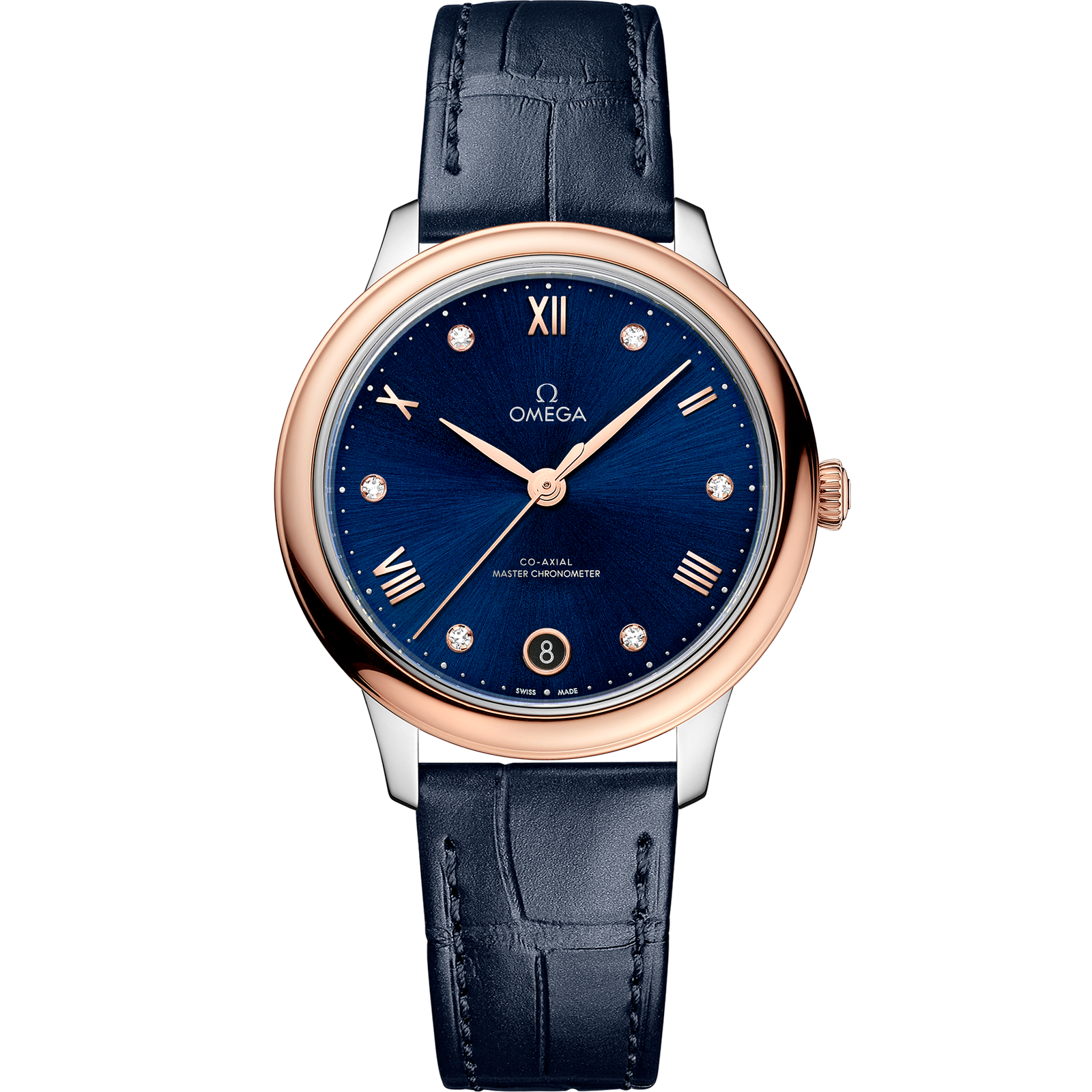 Omega DE VILLE PRESTIGE 34 mm, steel ‑ Sedna™ gold on leather strap 434.23.34.20.53.001