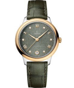Omega DE VILLE PRESTIGE 34 mm, steel ‑ yellow gold on leather strap 434.23.34.20.60.001