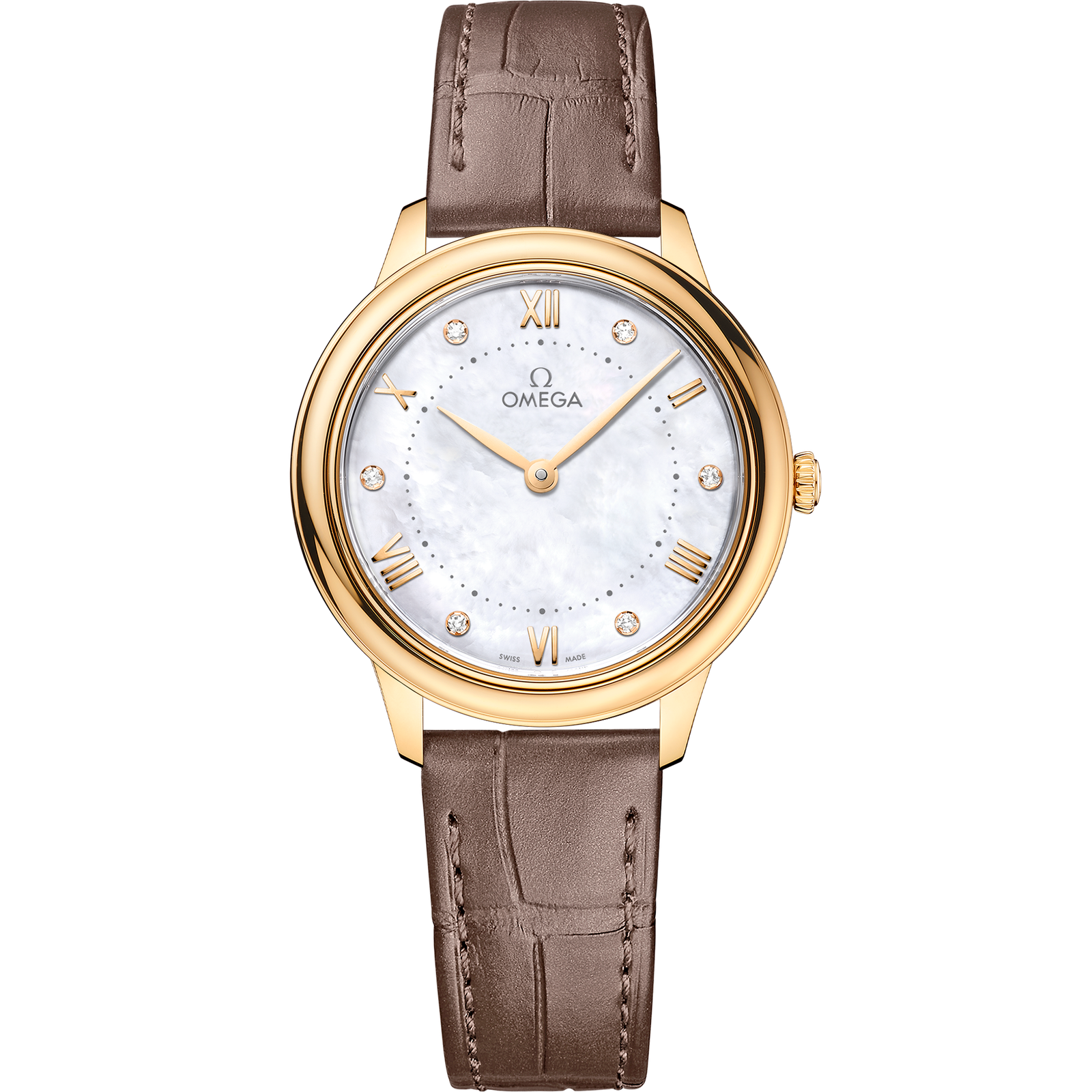 Omega DE VILLE PRESTIGE 30 mm, yellow gold on leather strap 434.53.30.60.55.002
