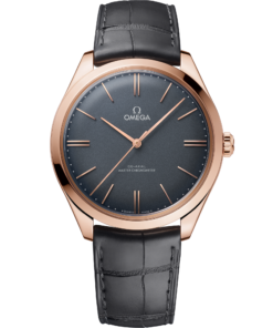 Omega DE VILLE TRÉSOR 40 mm, Sedna™ gold on leather strap 435.53.40.21.06.001