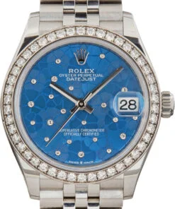 HandMade The Ladies Rolex Datejust 31 278384 Azzurro Blue Floral Motif Dial