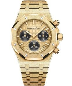 Audemars Piguet Royal Oak Chronograph Frosted Yellow Gold Black Subdials Reference # 26240BA.GG.1324BA.01