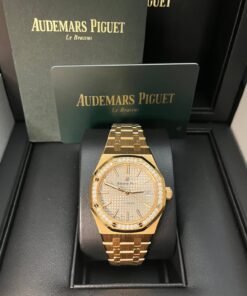 Alternative view of Audemars Piguet Royal Oak Lady 37mm Rose Gold Diamond Bezel Grey Dial 15451OR.ZZ.1256OR.02