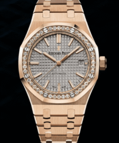 Audemars Piguet Royal Oak Lady 37mm Rose Gold Diamond Bezel Grey Dial 15451OR.ZZ.1256OR.02