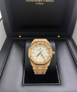Alternative view of Audemars Piguet Royal Oak Lady Ladies 37mm Frosted Rose Gold White Dial 15454OR.GG.1259OR.01
