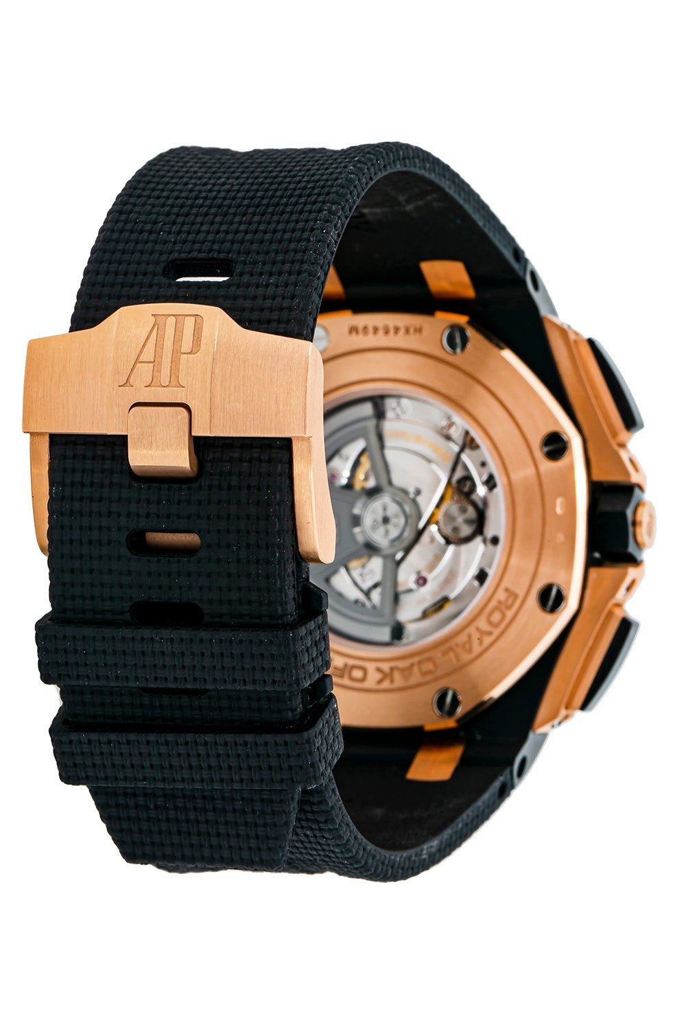 Audemars Piguet Royal Oak Offshore Selfwinding Chronograph/ Stainless Steel/ Black Dial/ White Sub-Dial/ Rose Gold Bezel (Ref#26405NR.OO.A002CA.01) - Image 4
