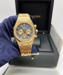 Alternative view of Audemars Piguet Royal Oak Selfwinding Chronograph 41mm/ 18k Yellow Gold/ Blue Dial/ Yellow Sub-Dials (Ref # 26331BA.OO.1220BA.01)