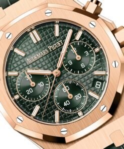 Alternative view of Audemars Piguet ROYAL OAK SELFWINDING CHRONOGRAPH “50TH ANNIVERSARY” GREEN DIAL GREEN STRAP (Ref # 26240OR.OO.D404CR.01)