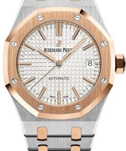 Audemars Piguet Royal Oak Selfwinding Rose Gold and Steel White Dial 37mm Ladies Watch (Reference #15450SR.OO.1256SR.01)
