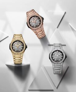 Alternative view of Big Bang Integrated Time Only Yellow Gold Pavé