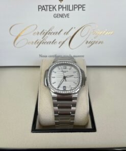 Alternative view of Patek Philippe Nautilus Diamond Bezel Silver Index Dial Reference #7118/1200A-010