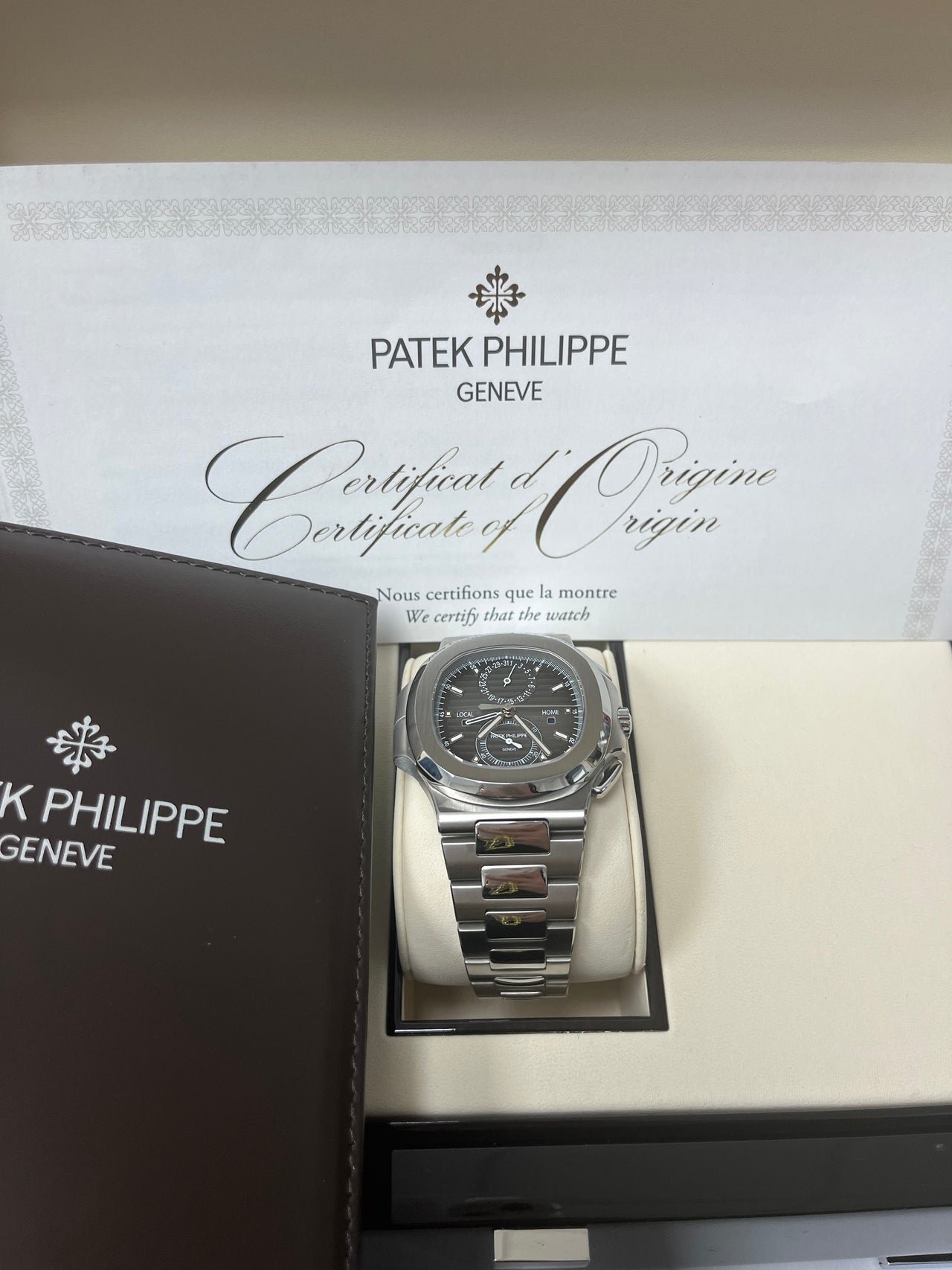Patek Philippe Nautilus Travel Time Chronograph/ Stainless Steel/ Black Graduated Dial (Ref# 5990/1A-001) - Image 2