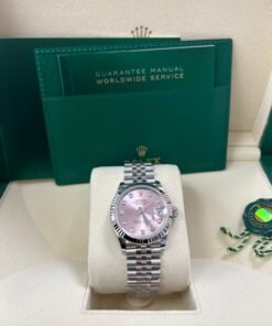 Alternative view of Rolex Datejust 31 Fluted Bezel Pink Diamond Dial Jubilee Bracelet 278274