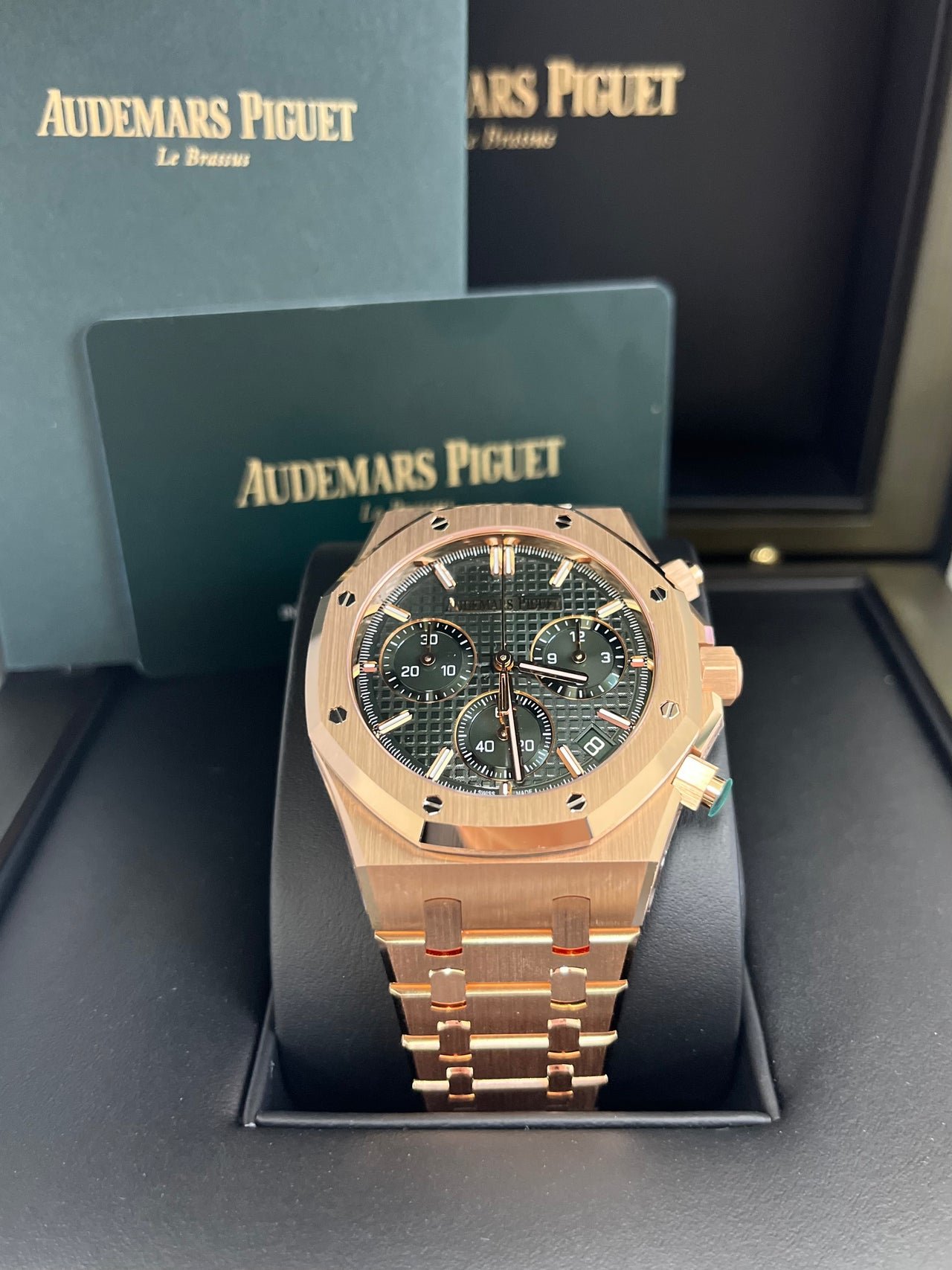 Audemars Piguet Royal Oak Chronograph 41mm Rose Gold Green Dial 26240or.oo.1320or.08 - Image 3