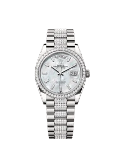 Rolex Day-Date 36 36 mm white gold and diamonds 128349rbr-0050