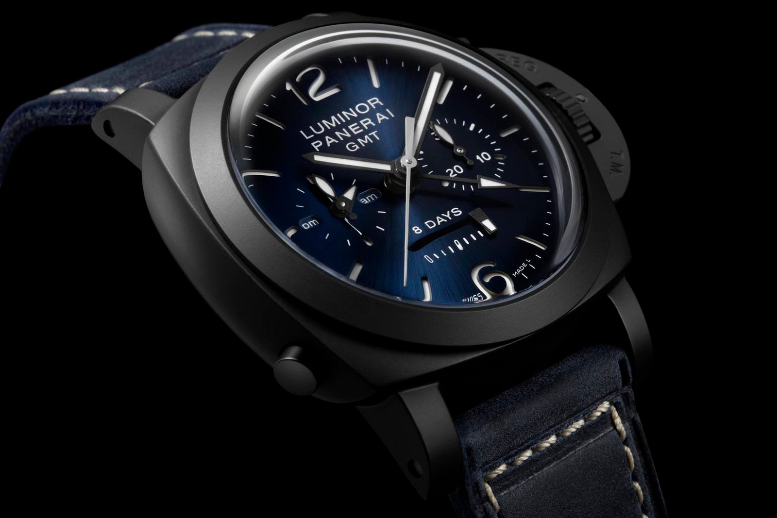 Luminor Chrono Monopulsante 8 Giorni GMT Blu Notte - Image 2