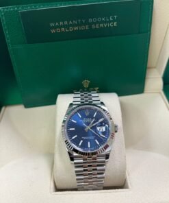 Alternative view of Rolex Datejust 36 Fluted Bezel Blue Index Dial Jubilee Bracelet 126234