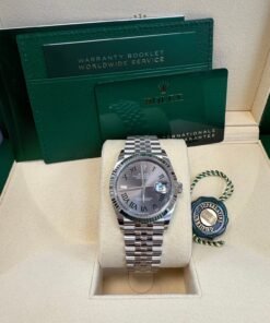 Alternative view of Rolex Datejust 36 Fluted Bezel Slate Roman Dial Jubilee Bracelet 126234