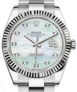 Rolex Datejust 41/ Two-Tone 18k White Gold & Steel/ Mother of Pearl Diamond Dial/ Oyster Bracelet (Ref# 126334)
