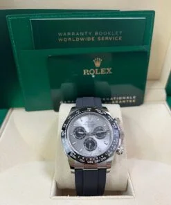 Alternative view of Rolex Daytona 40 White Gold Steel Grey Index Dial Black Sub-Dials Oysterflex (Ref# 116519LN)
