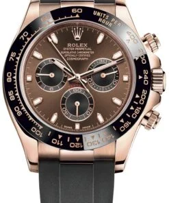 Rolex Daytona Everose Gold Cosmograph 40 Watch - Chocolate Index Dial - Black Oysterflex Strap (Ref# 116515LN)